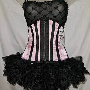 SALE! XS Tight Lacing Under Bust Steel Boned Corset ZIP PINK